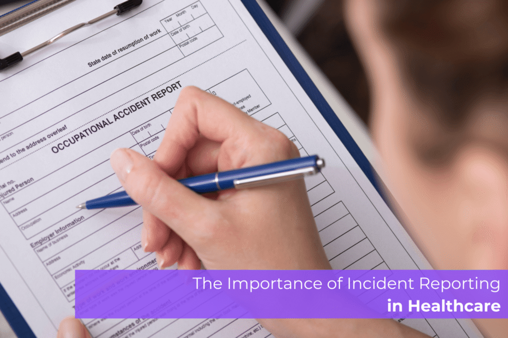 Hand filling out an occupational accident report form