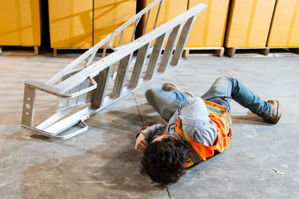 Manufacturing man fell off a step ladder